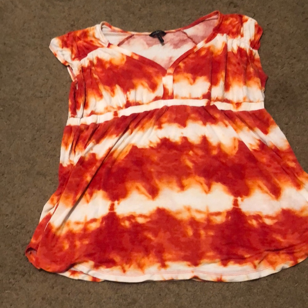 Used orange tie dye baby doll style shirt